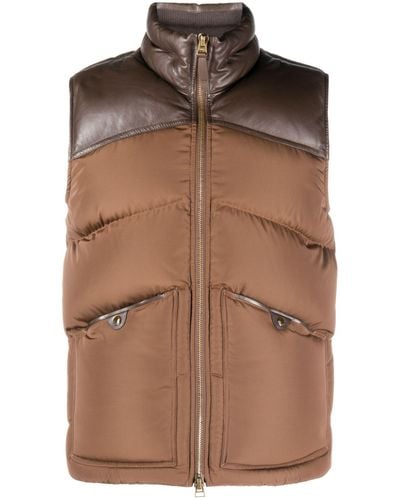 Tom Ford Colour-block Padded Gilet - Brown