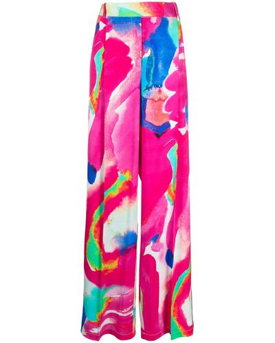 Christopher John Rogers Printed Wide-leg Trousers - Pink