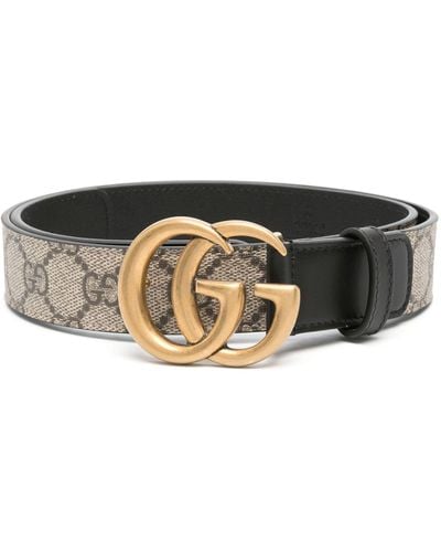 Gucci Black gg Marmont Leather Belt - Natural