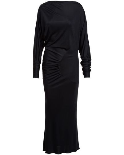 Khaite Oron Gathered Long-sleeve Dress - Black
