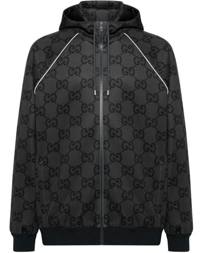 Gucci Jumbo Gg Hooded Jacket - Gray