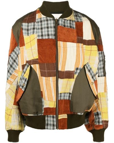 Nicholas Daley Patchwork Bomber Jacket - Men's - Cotton/linen/flax/acrylic - Black