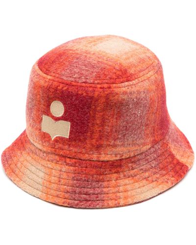 Isabel Marant Haley Checked Bucket Hat - Red