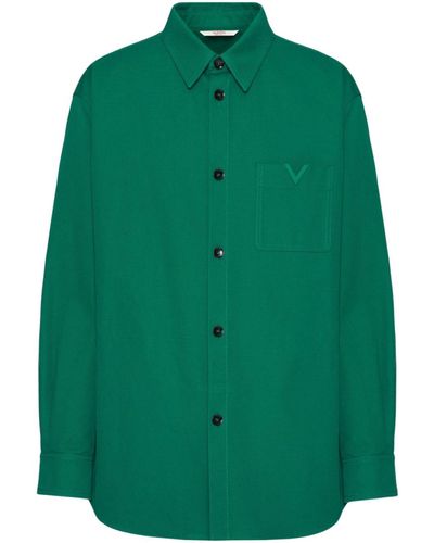Valentino Garavani Vlogo Shirt - Men's - Cupro/spandex/elastane/cotton - Green