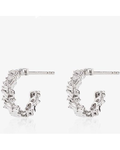 Suzanne Kalan 18kt White Gold And Diamond Hoop Earrings - Metallic