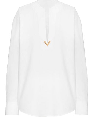 Valentino Garavani V Gold Detail Blouse - White