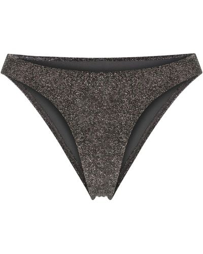 Form and Fold Gray High Cut Lurex Bikini Bottom - Women's - Nylon/elastane/metallic Fibre/nylonelastane