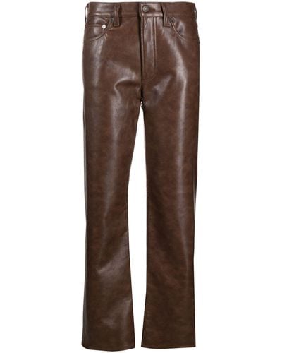 Agolde Sloane Stretch-leather Pants - Brown