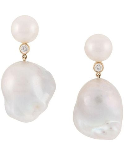 Sophie Bille Brahe 14k Yellow Gold Venus Diamant Diamond And Pearl Drop Earrings - White