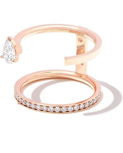 Repossi 18k Rose Gold Serti Sur Vide Two Row Diamond Ring - Women's - Diamond/18kt Rose Gold - Metallic