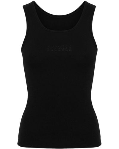 MM6 by Maison Martin Margiela Numbers-print Cotton Tank Top - Black