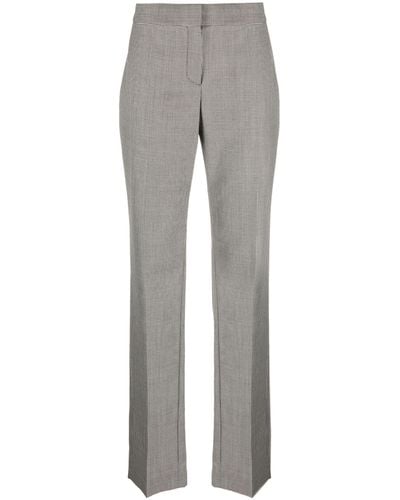 Alexander McQueen Houndstooth-pattern Wool Trousers - Women's - Cupro/wool - Grey