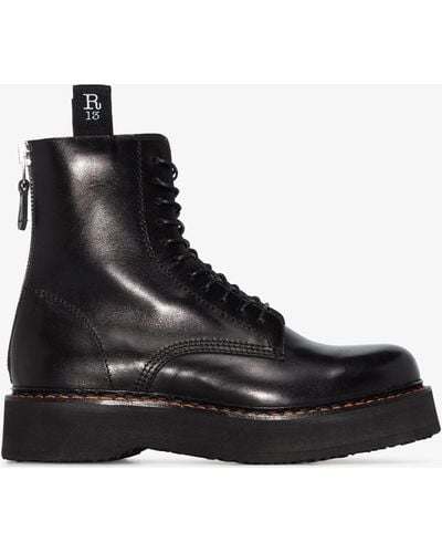 R13 Single Stack 40 Leather Boots - Black
