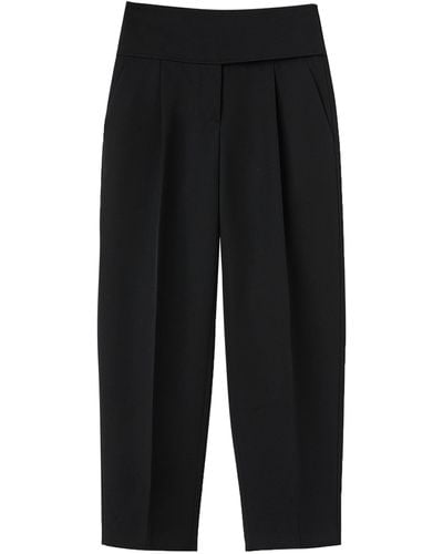 Jil Sander Belted Wool Cropped Pants - Black