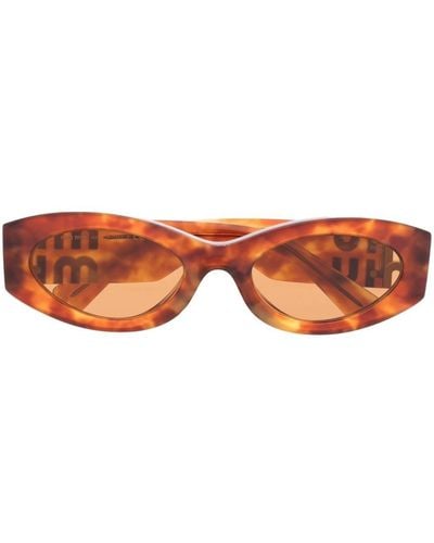 Miu Miu Miu Glimpse Round-frame Sunglasses - Women's - Acetate - Orange