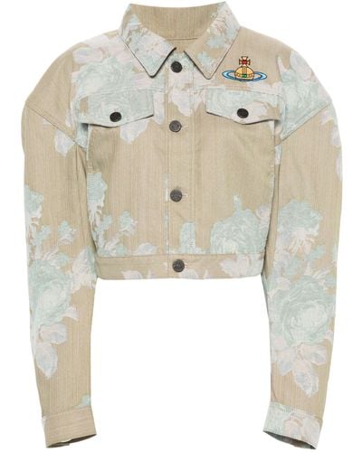 Vivienne Westwood Neutral Floral-jacquard Denim Jacket - Women's - Cotton/polyester - White