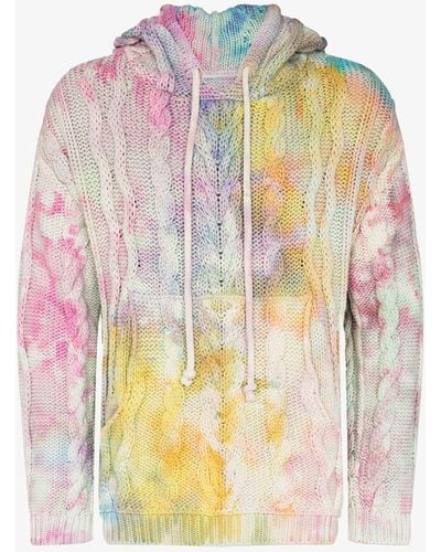 CAMP HIGH Aura Tie-dye Cable Knit Hoodie - Yellow