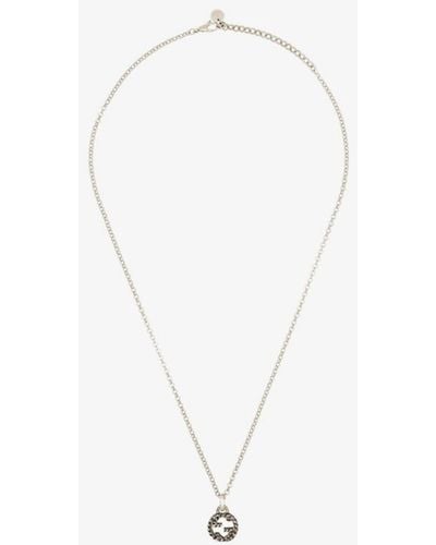 Gucci Sterling Antiqued gg Pendant Necklace - Metallic