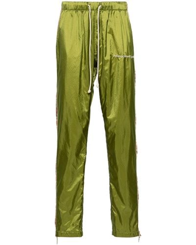 Advisory Board Crystals Side Stripe Detailing Chiffon Effect Track Trousers - Green