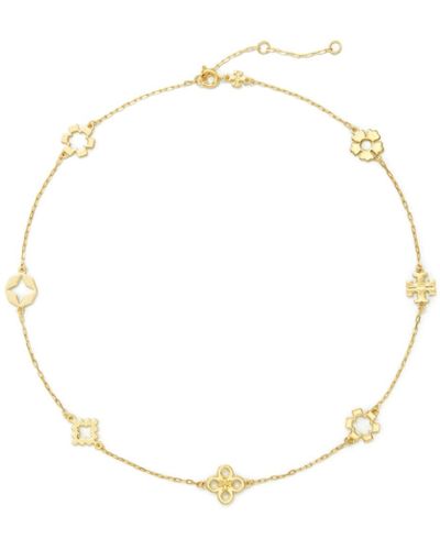 Tory Burch 18k Plated Kira Clover Necklace - Natural