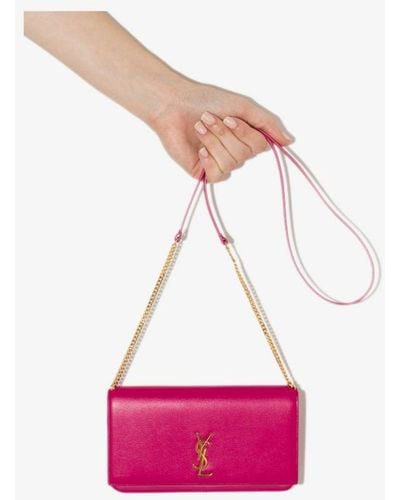Saint Laurent Monogram Leather Phone Holder Bag - Pink