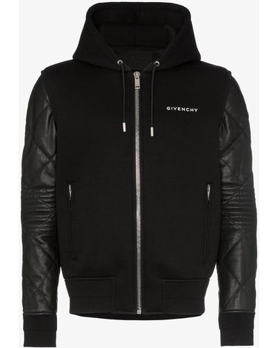 Givenchy Neoprene And Leather Hooded Jacket - Black