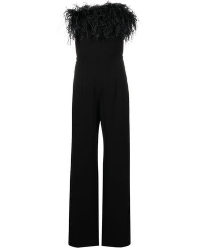 16Arlington Taree Feather-trim Jumpsuit - Women's - Polyester/ostrich Feather - Black