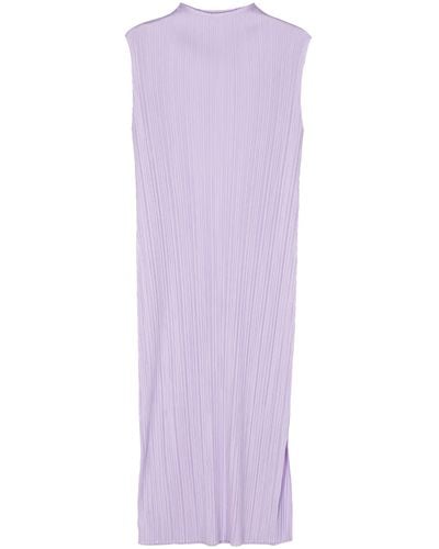 Pleats Please Issey Miyake Pleated Sleeveless Dress - Purple