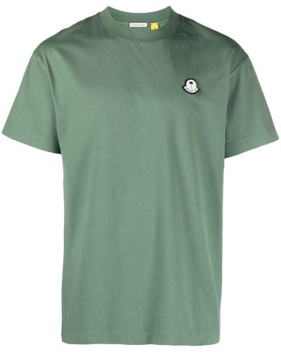 Moncler Genius X Palm Angels Logo-appliqué T-shirt - Unisex - Cotton - Green