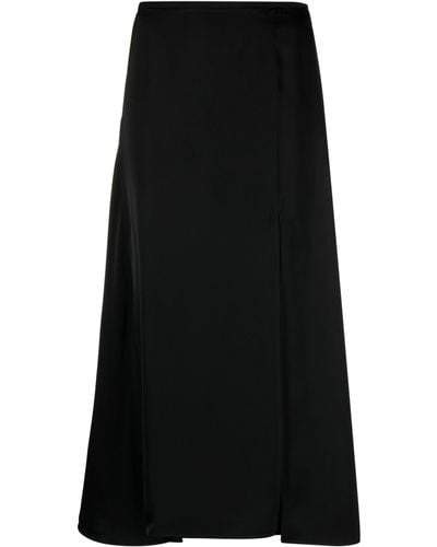 Jil Sander Asymmetric Satin Skirt - Women's - Viscose - Black