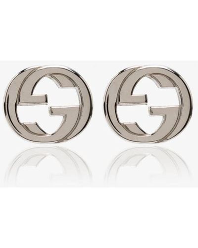 Gucci Sterling Silver Interlocking G Stud Earrings - Men's - Sterling Silver - Metallic