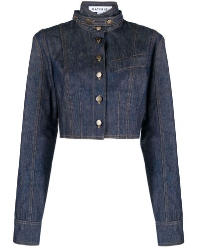 Matériel Corset Cropped Denim Jacket - Blue