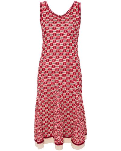 Wales Bonner Soar Godet Midi Dress - Women's - Cotton - Red