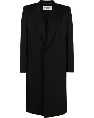 Saint Laurent Single-breasted Wool Coat - Black