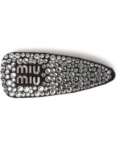 Miu Miu Duchesse Crystal-embellished Hair Clip - Black