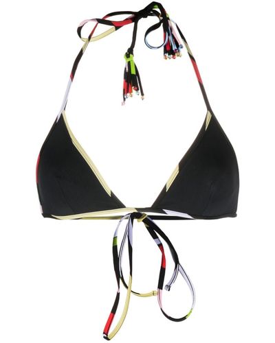 Emilio Pucci Marmo-print Bikini Top - Black