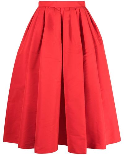 Alexander McQueen Pleated Fla Skirt - Red