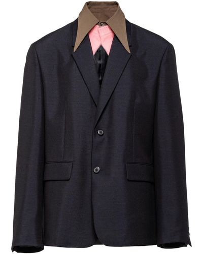 Prada Single-breasted Mohair Jacket - Blue