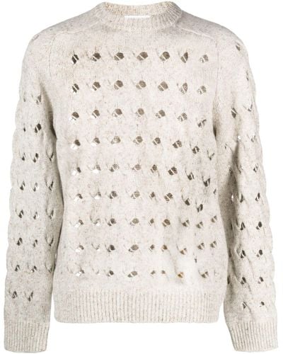Soulland Neutral Esrum Open-knit Sweater - Men's - Wool/viscose/recycled Polyester/cottonsilk - Natural