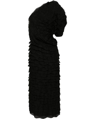 Chloé White Ruffled One-shoulder Dress - Women's - Polyamide/elastane/silk - Black