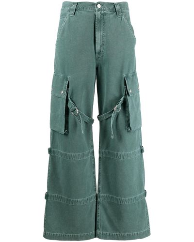Agolde Vivian Buckled Straight Jeans - Green