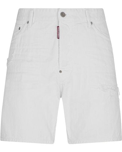 DSquared² White Bull Denim Shorts - Blue
