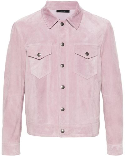 Tom Ford Pink Suede Shirt Jacket - Men's - Calf Suede/cotton/cupro