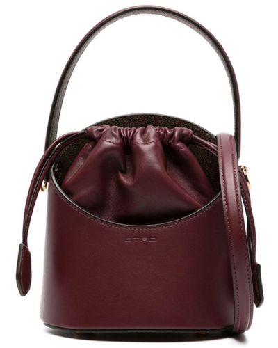 Etro Mini Saturno Leather Bucket Bag - Women's - Cotton/polyester/pvc/calf Leather - Purple