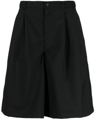 Comme des Garçons Pleated Wool Bermuda Shorts - Black