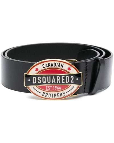 DSquared² Logo-buckle Leather Belt - Black