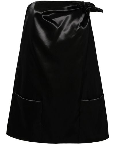 Louisa Ballou Knotted Satin Mini Dress - Black