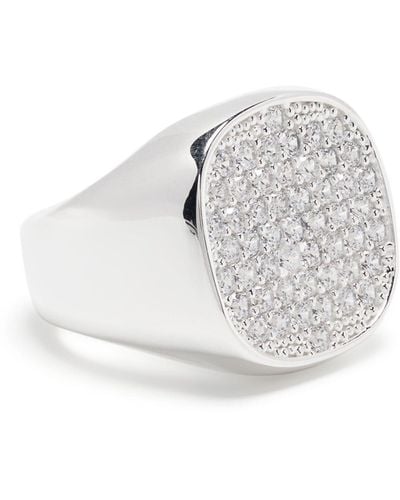 Hatton Labs Sterling Lactea Crystal Ring - Men's - Sterling /zirconium - White