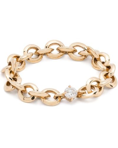 Lizzie Mandler 18k Gold Micro Chain Diamond Ring - Metallic