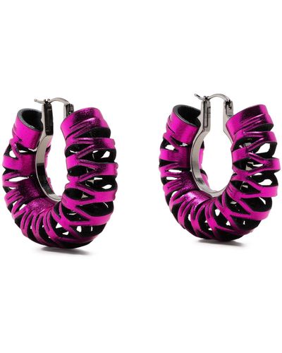 SO-LE STUDIO Pink Ila Leather Hoop Earrings - Women's - Leather - Purple